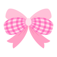 Illustration of a light pink bow tied in two layers with a plaid on the top, conveying femininity, elegance, and happiness. png