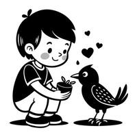 Kids and Wildlife A Touching Moment of Care vector