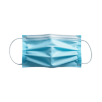A Close-Up View of a Light Blue Disposable Face Mask with Elastic Ear Loops, Ready for Use, Protection Against Viruses and Bacteria png