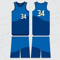 Flat Render of Front and Back View of Basketball Jersey Blank Template vector