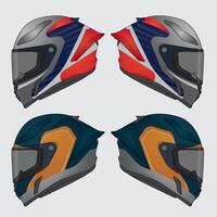 Side view of helmet with two design graphic template vector