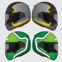 Full face helmet design different angle and view template vector