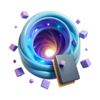 Abstract Vortex 3D Render of Swirling Nebula and Cubes png