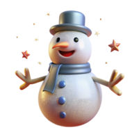 Joyful Snowman with Sparkling Stars A 3D Winter Holiday Image png