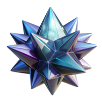 Iridescent Geometric Starburst 3D Render of a Shiny, Faceted Object png