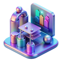 Data Visualization Abstract 3D Render of Colorful Charts and Geometric Forms png