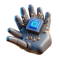 Robotic Hand Holding Microchip AI and Automation Technology png