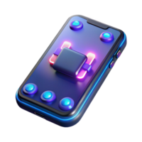 Neon Mobile App Interface 3D Render of Futuristic Smartphone UI png
