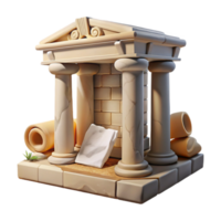 Ancient Greek Temple 3D Model Columns, Architecture, Scrolls png