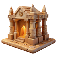 Ancient Temple 3D Model Columns, Stone, Architecture, Shrine, Glowing Entrance, Mythological, Fantasy, Game Asset, Digital Art png
