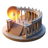 Ancient Columns, Temple Architecture, Steps, Sunset, 3D Render png
