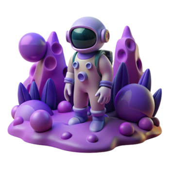astronauta em estrangeiro planeta 3d render do espaço exploração png
