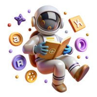 Astronaut Reading in Space A 3D Render of Learning and Exploration png