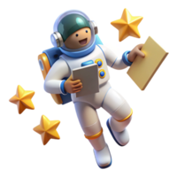 Astronaut Reading in Space A 3D Render png