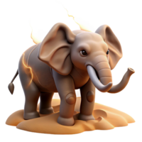 Fiery Elephant in Desert 3D Render png