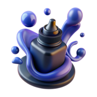 vibrante azul líquido dentro garrafa, 3d render png