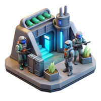 Futuristic Military Base Sci-Fi Soldiers Guarding Secure Facility png