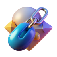 Abstract 3D Render Chain Link and Geometric Forms png