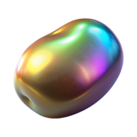Iridescent Gemstone Abstract 3D Render of a Smooth, Oval Shape png