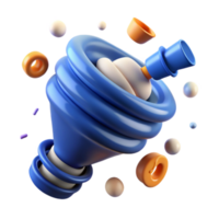Abstract 3D Render Blue Swirling Vortex with Floating Shapes png