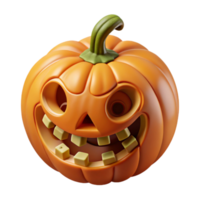 Grinning Jack-o -lantern 3D Render of a Spooky Halloween Pumpkin png
