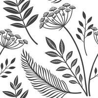 Seamless pattern of leaves and flowers vector