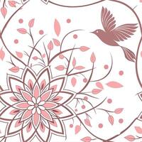 Seamless floral pattern with bird and flowers vector