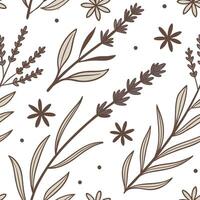 Seamless pattern with lavender flowers and leaves vector