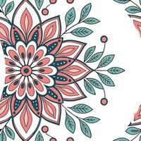 A circular pattern with flowers and leaves vector