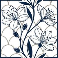 A floral pattern with blue and white flowers vector