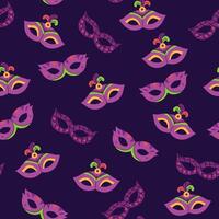 Mardi gras carnival pattern background for packaging and decoration with different masks vector