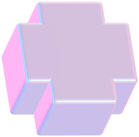 3D Rendering Holographic Cross Block 3D Shape Illustration png