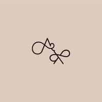 wedding typography monogram luxurious organic style and elegant concept AX dynamic line initial letter vector