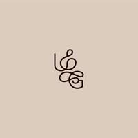 luxurious organic style and elegant concept UG wedding typography monogram letter dynamic line initial vector