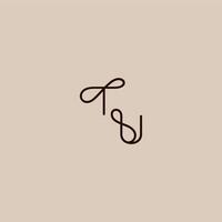 luxurious organic style and elegant concept TU wedding typography monogram letter dynamic line initial vector