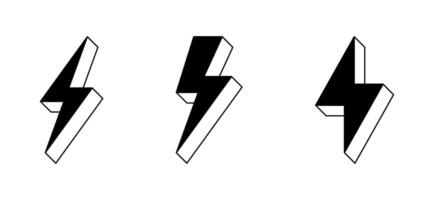 Lightnings. Thunderbolt icons on black colour. vector