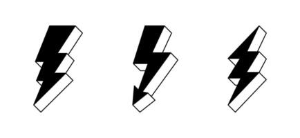 Lightnings. Thunderbolt icons on white background. vector