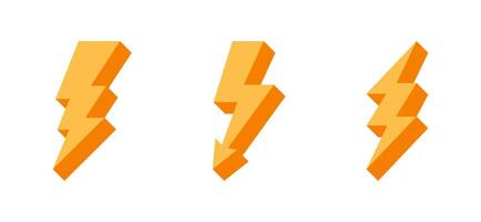 Lightnings. Thunderbolt icons illustration. vector