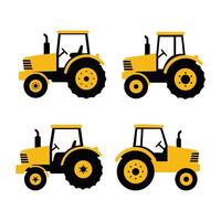 Comprehensive Tractor Illustrations Bold and Simple Highlighting Key Details of Farming Equipment for Versatile Graphic Use vector