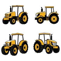 Tractor Illustrations Bold and Simple Showcasing Clean Vectors Lines and Iconic Yellow and Black Color Scheme