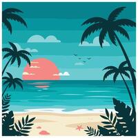 Summer time summer hot Serene mountain forest beach banner template combining mountain ranges with peaceful water elements vector