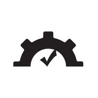 black sign checkmark gear icon element design web vector