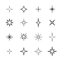 Collection of Star and Sparkle Icons in Line Art vector