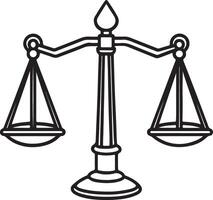 Scale of Justice Silhouette Art for Coloring Simple White Background vector