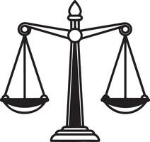 Scale of Justice Silhouette Coloring Page Illustration on White Background vector