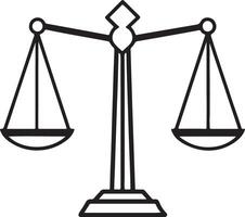 Scales of Justice Coloring Page Sleek Silhouette on Solid White Background vector