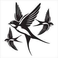 Dynamic Flight of Swallows Silhouette vector