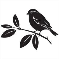 Charming Bird on a Branch Silhouette Design vector