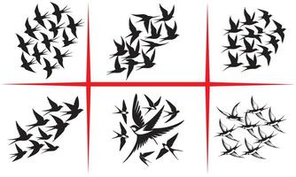 Graceful Flight of Swallows Silhouette Design vector