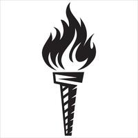 Dynamic Flaming Torch Silhouette Artwork vector